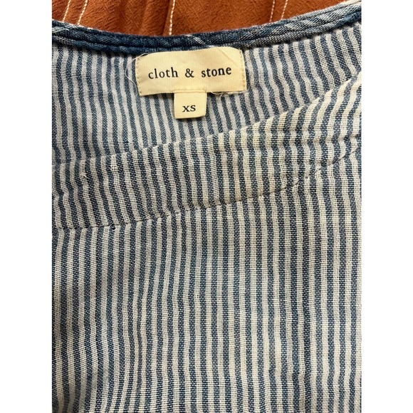 Anthropologie Cloth & Stone Boho distressed Cotton Striped Hi Low top XS - Picture 8 of 9